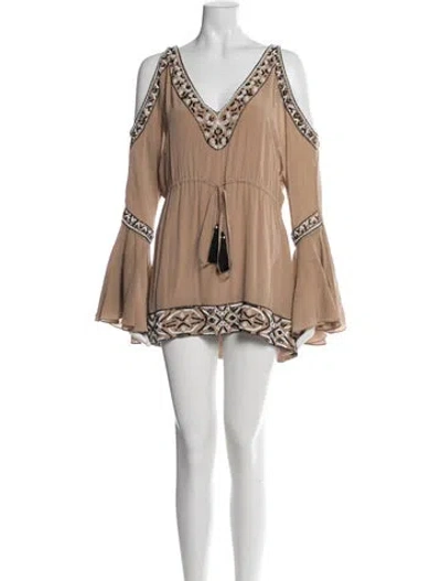 Pre-owned Rococo Sand Printed Mini Dress In Brown