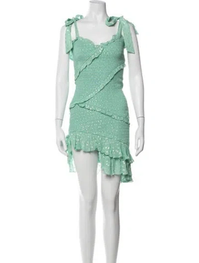 Pre-owned Rococo Sand Printed Mini Dress In Green