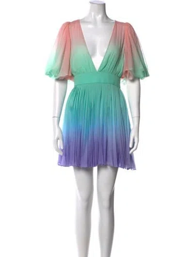 Pre-owned Rococo Sand Printed Mini Dress In Green
