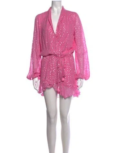 Pre-owned Rococo Sand Printed Mini Dress In Metallic/pink