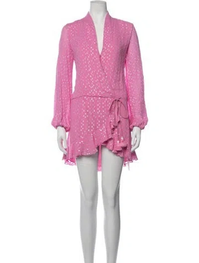 Pre-owned Rococo Sand Printed Mini Dress In Metallic/pink