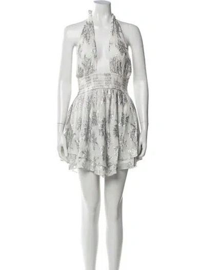 Pre-owned Rococo Sand Printed Mini Dress In Silver
