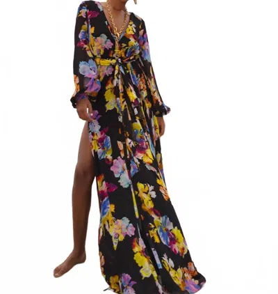 Rococo Sand Quin Maxi Dress In Black In Multi