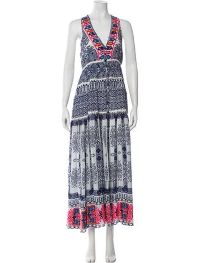 Pre-owned Rococo Sand Silk Long Dress In Blue