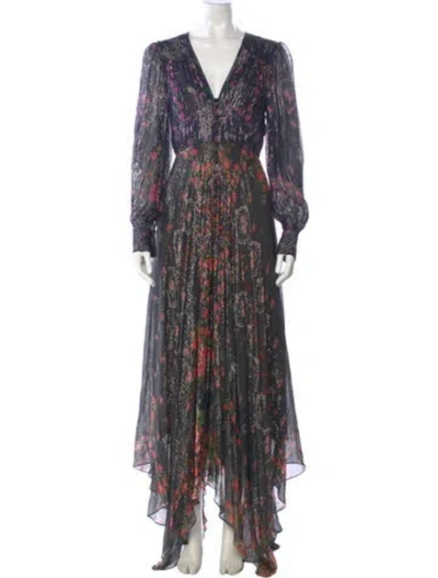 Pre-owned Rococo Sand Silk Long Dress In Multi