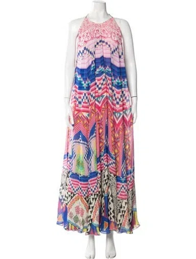 Pre-owned Rococo Sand Silk Long Dress In Multi