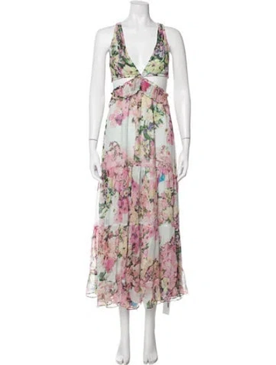 Pre-owned Rococo Sand Silk Long Dress In Neutral