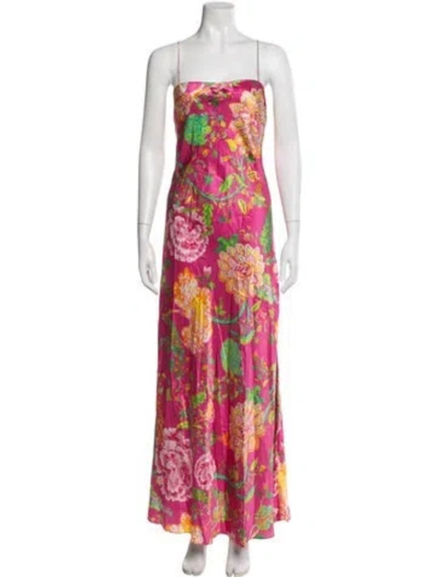 Pre-owned Rococo Sand Silk Long Dress In Pink