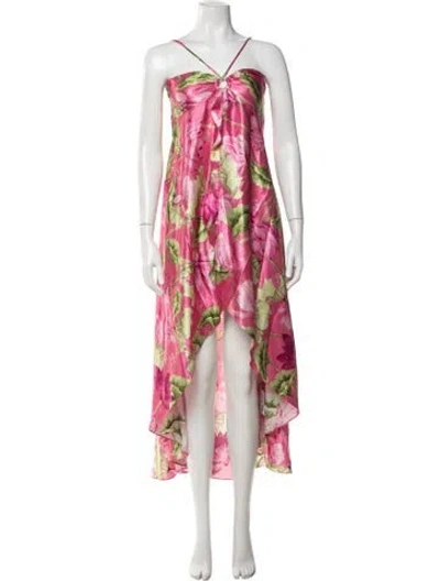 Pre-owned Rococo Sand Silk Long Dress In Pink