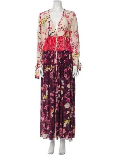 Pre-owned Rococo Sand Silk Long Dress In Purple