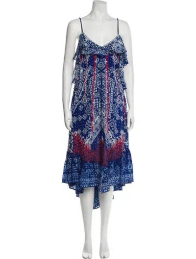 Pre-owned Rococo Sand Silk Midi Length Dress In Blue