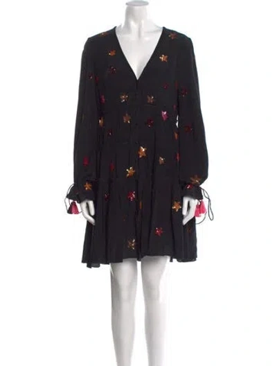 Pre-owned Rococo Sand Silk Mini Dress In Black