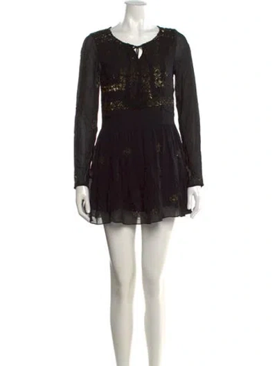 Pre-owned Rococo Sand Silk Mini Dress In Black