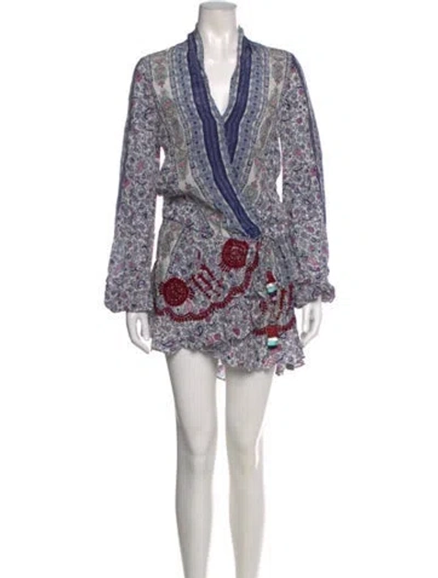 Pre-owned Rococo Sand Silk Mini Dress In Blue