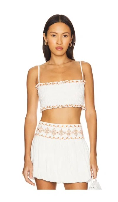 Rococo Sand Smocking Bandeau Top In White