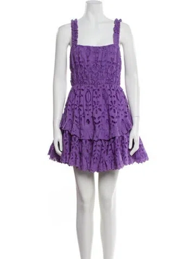 Pre-owned Rococo Sand Square Neckline Mini Dress In Purple
