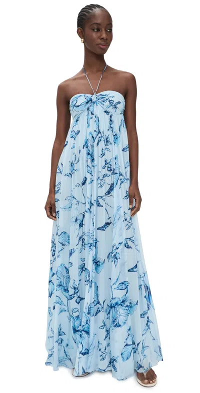 Rococo Sand Strapless Flared Dress Blue