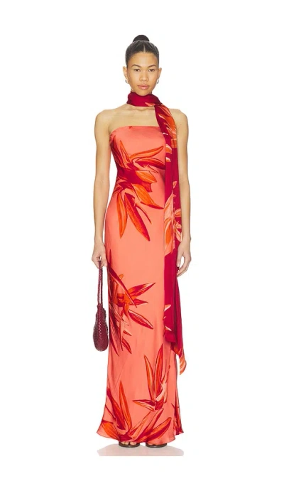 Rococo Sand Strapless Maxi Dress In Red
