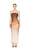 Rococo Sand Strapless Maxi Dress In Brown