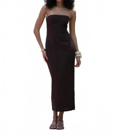 Rococo Sand Strapless Maxi Dress In Brown In Black