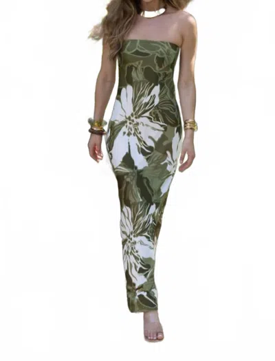 Rococo Sand Strapless Maxi Dress In Green In Multi