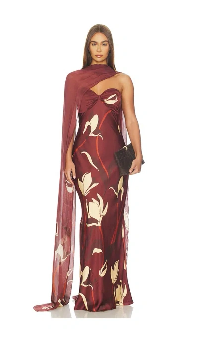 Rococo Sand Strapless Maxi Dress With Sash In Brown