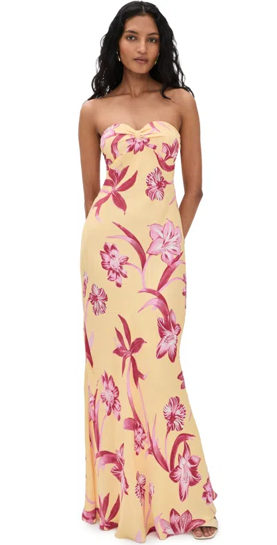 Rococo Sand Strapless Maxi Dress Yellow