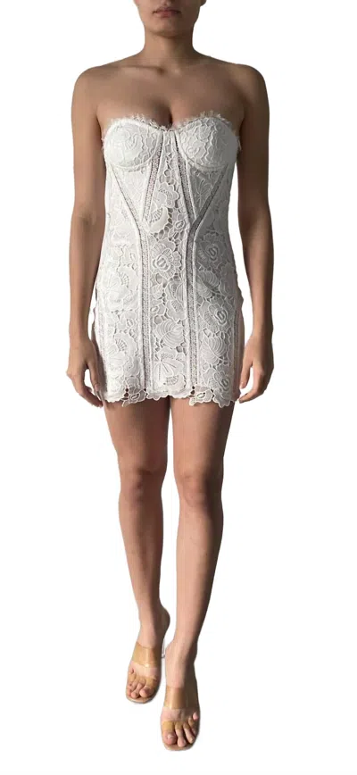 Rococo Sand Strapless Short Dress In White