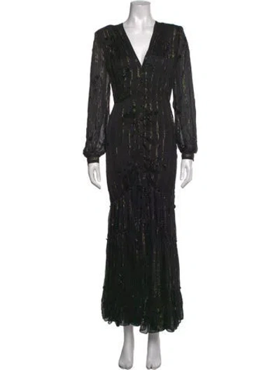 Pre-owned Rococo Sand Striped Long Dress In Black