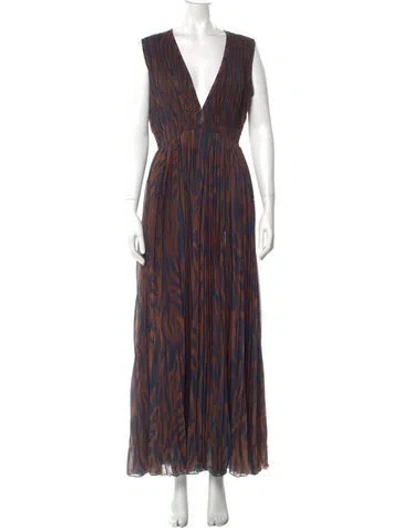 Pre-owned Rococo Sand Striped Long Dress In Brown