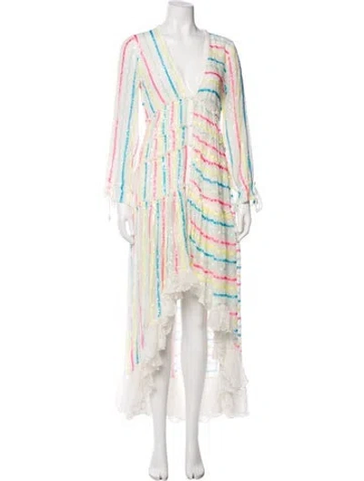 Pre-owned Rococo Sand Striped Long Dress In White