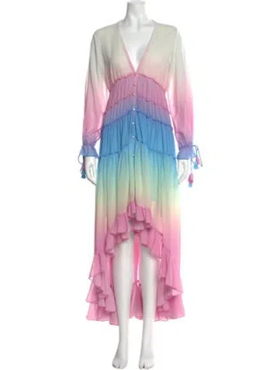 Pre-owned Rococo Sand Tie-dye Print Long Dress In Blue