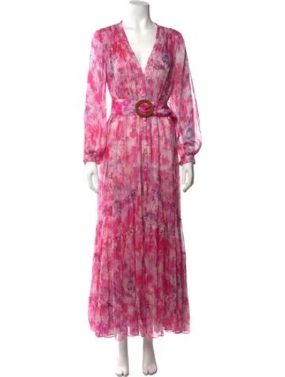Pre-owned Rococo Sand Tie-dye Print Long Dress In Metallic/pink