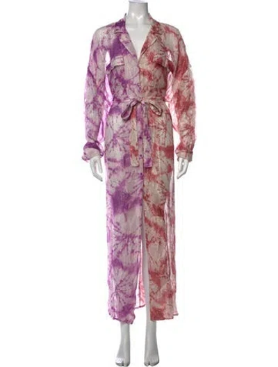 Pre-owned Rococo Sand Tie-dye Print Long Dress In Metallic/white