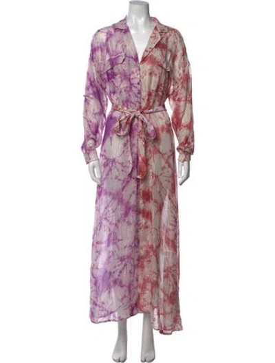 Pre-owned Rococo Sand Tie-dye Print Long Dress In Metallic/white