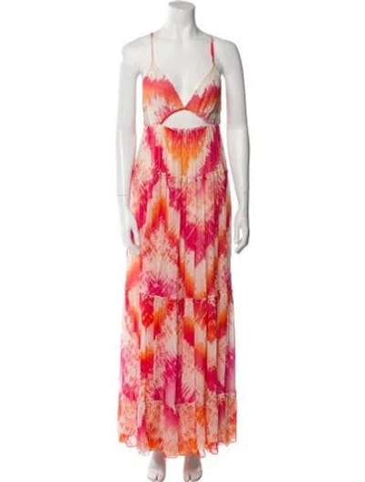 Pre-owned Rococo Sand Tie-dye Print Long Dress In Pink