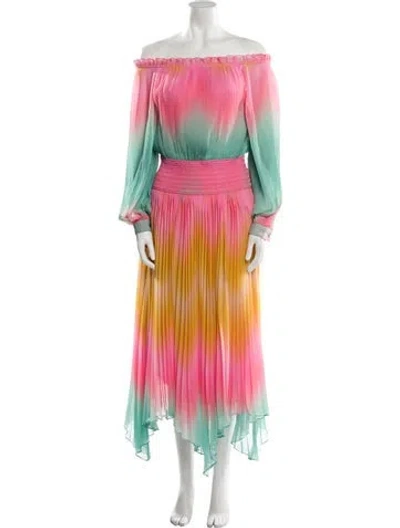 Pre-owned Rococo Sand Tie-dye Print Long Dress In Pink