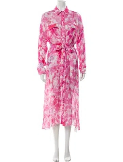 Pre-owned Rococo Sand Tie-dye Print Long Dress In Pink