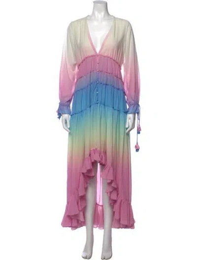 Pre-owned Rococo Sand Tie-dye Print Long Dress In Pink