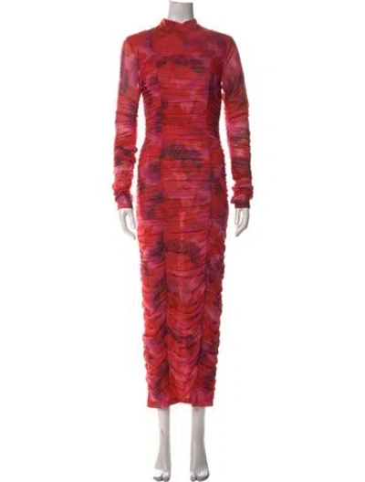 Pre-owned Rococo Sand Tie-dye Print Long Dress In Pink