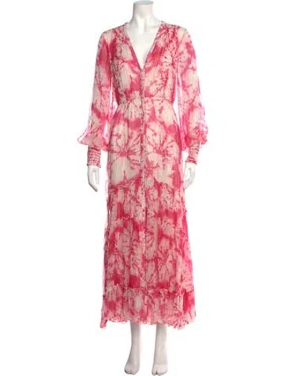 Pre-owned Rococo Sand Tie-dye Print Long Dress In Pink