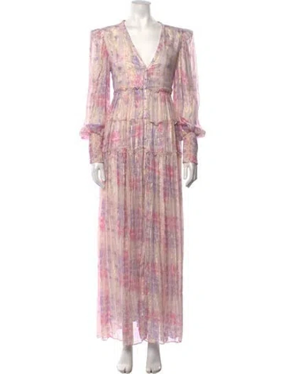 Pre-owned Rococo Sand Tie-dye Print Long Dress In Pink