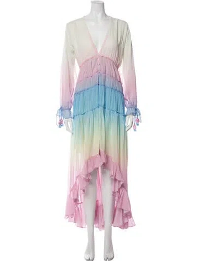 Pre-owned Rococo Sand Tie-dye Print Long Dress In Pink