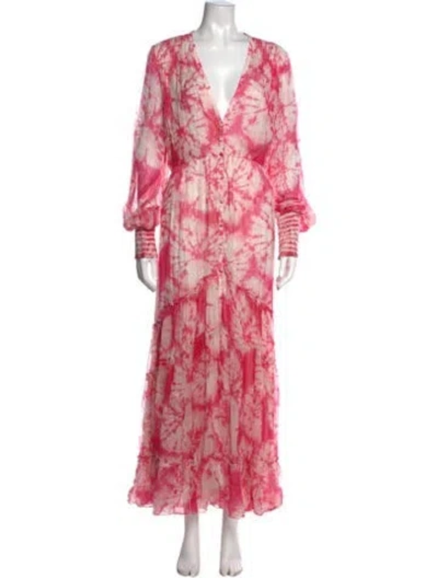 Pre-owned Rococo Sand Tie-dye Print Long Dress W/ Tags In Gold/pink/white