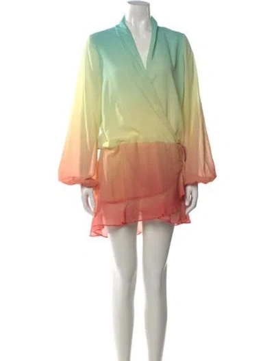 Pre-owned Rococo Sand Tie-dye Print Mini Dress In Green