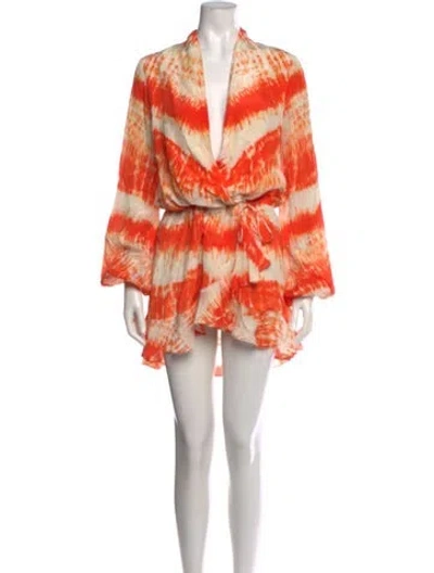 Pre-owned Rococo Sand Tie-dye Print Mini Dress In Orange