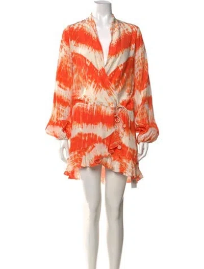 Pre-owned Rococo Sand Tie-dye Print Mini Dress In Orange