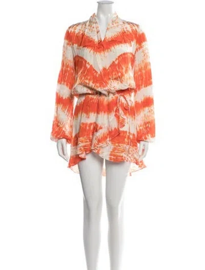 Pre-owned Rococo Sand Tie-dye Print Mini Dress In Orange