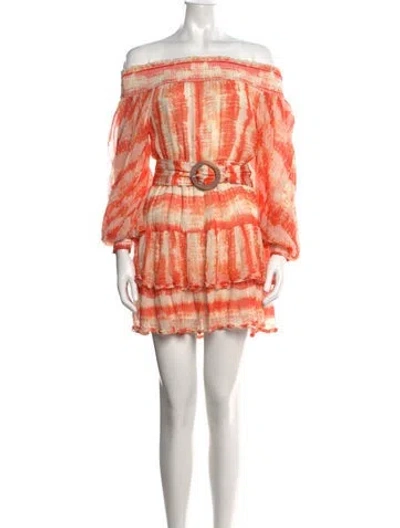 Pre-owned Rococo Sand Tie-dye Print Mini Dress In Orange
