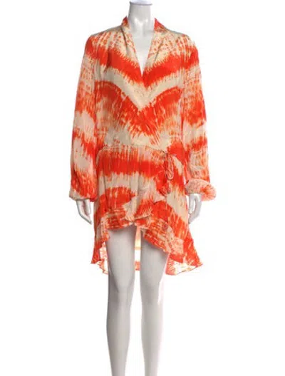 Pre-owned Rococo Sand Tie-dye Print Mini Dress In Orange